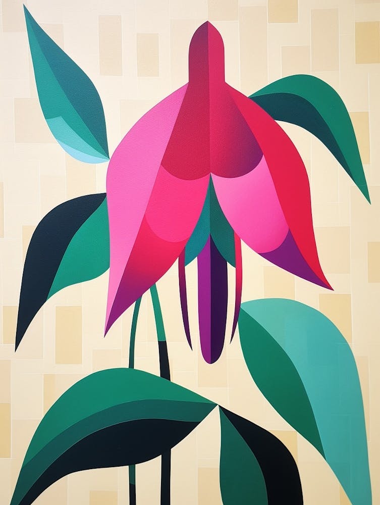 Cut Out Style Flower Art Fuchsia 2