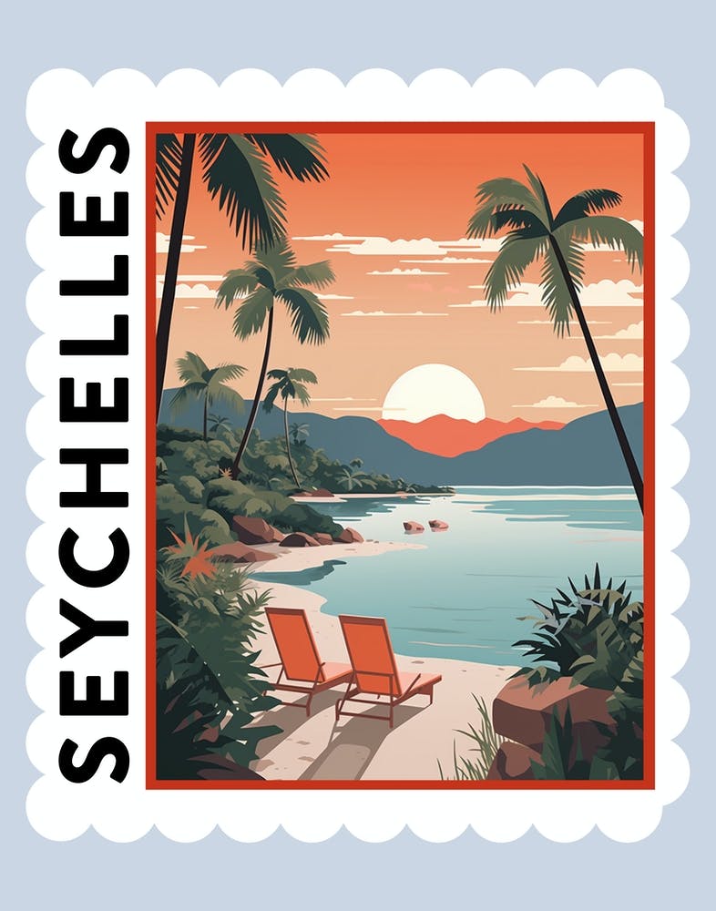 Seychelles Reisestempel-Poster