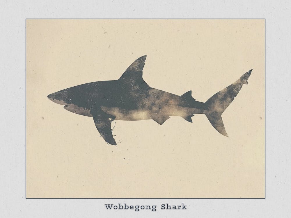 Wobbegong Shark Silhouette 4 Poster