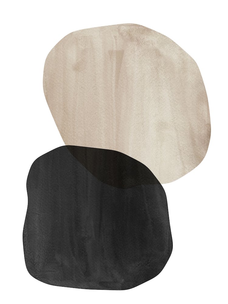 Abstract black and white watercolor stones