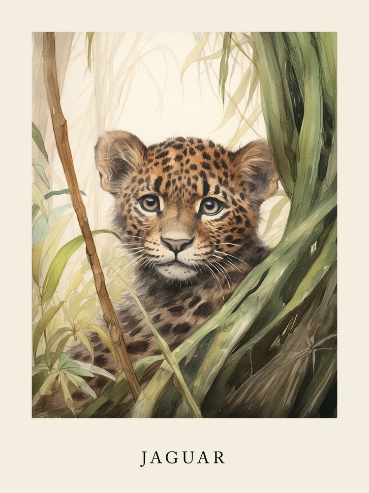 Beatrix Potter Inspired  Animal Watercolour Jaguar