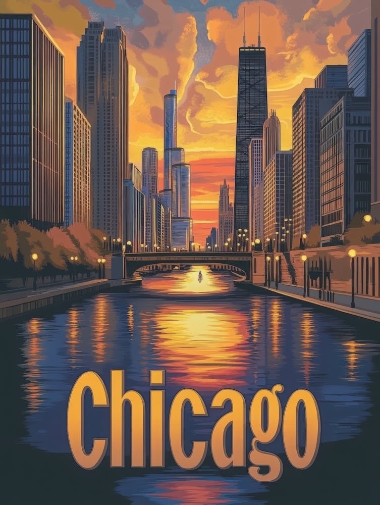 Aihrgdesign A Mid Century Modern Travel Poster For Chicago 2