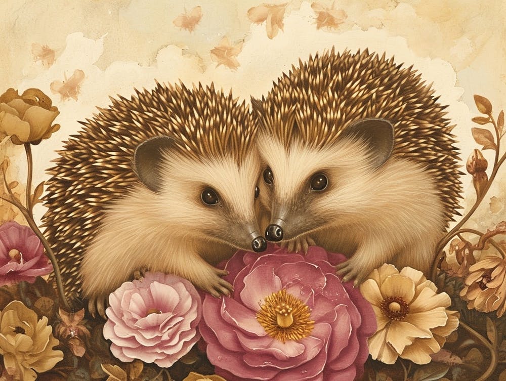 Floral Animal Illustration Hedgehog 7