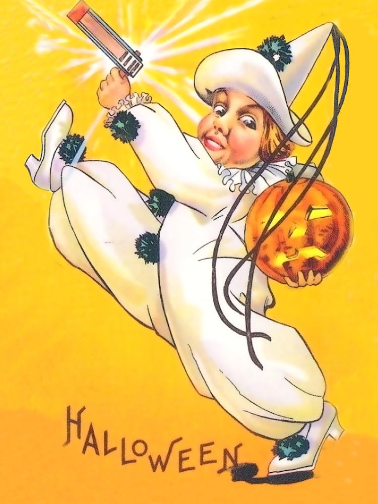 Little Harlequin With Pumpkin