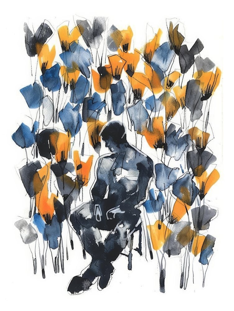 Man In A Field Of Flowers