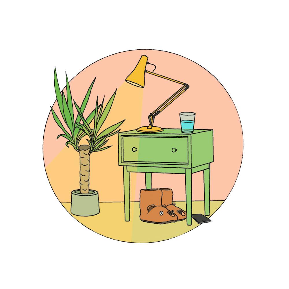 Room With A Lamp, bedside decor, illustration, wall art