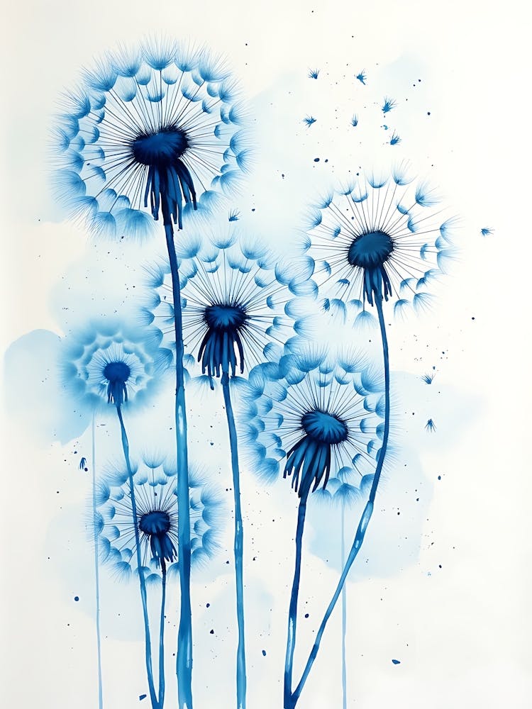 Minimalist Blue Wildflower Art