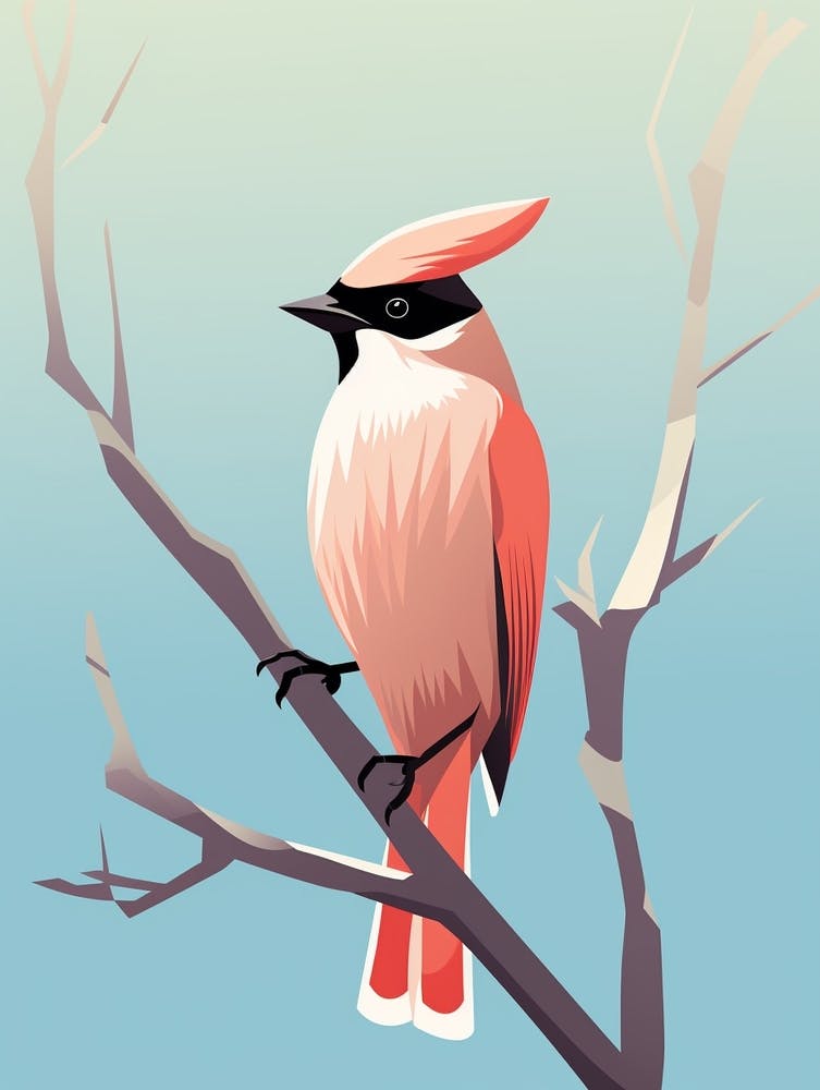 Minimalist Cedar Waxwing 1 Illustration