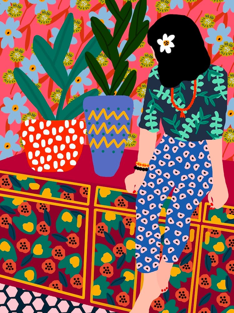 Hawaiian Girl On A Balcony