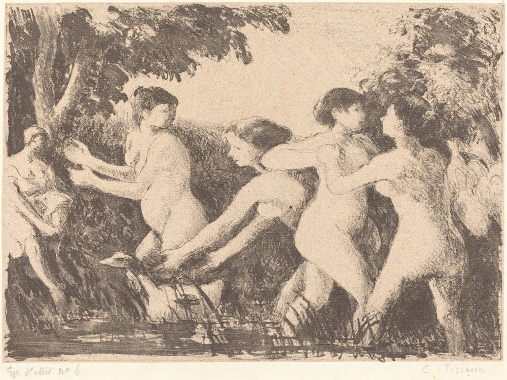 Baigneuses Luttant (Bathers Wrestling), Camille Pissarro