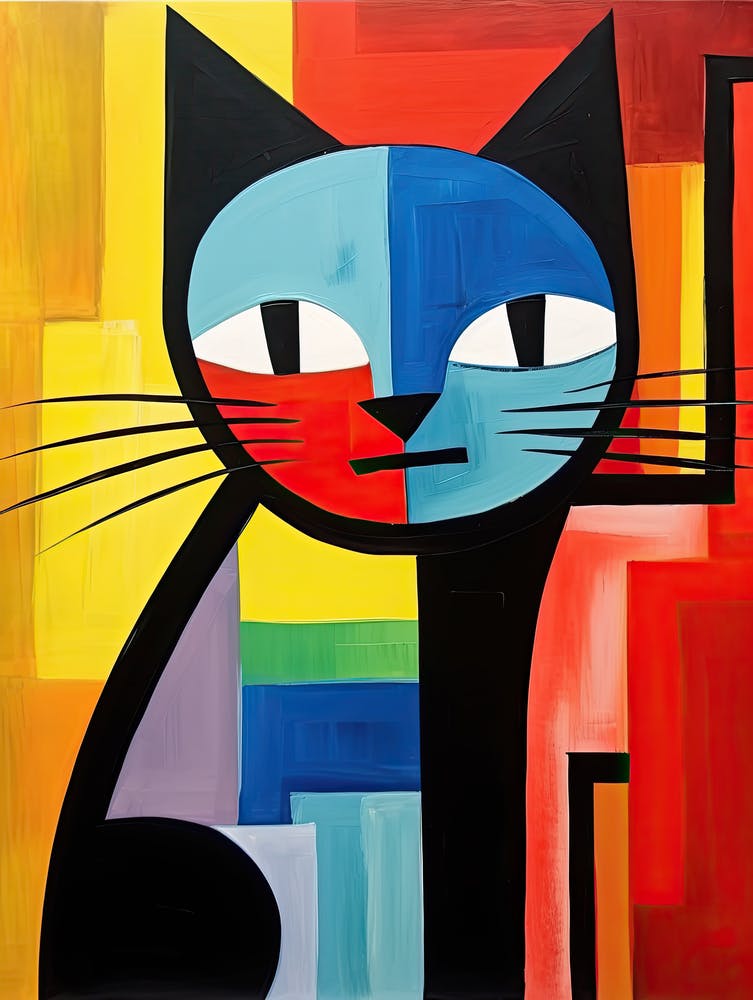 Paws of Abstraction: Cubist Minimalism with a Feline Twist