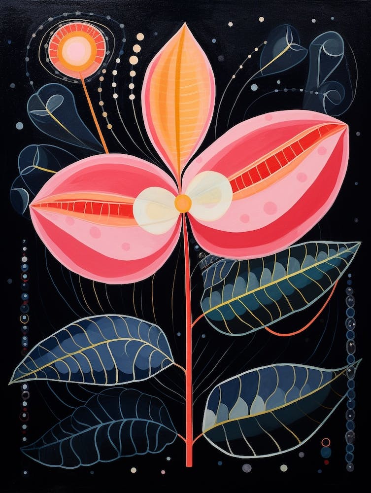 Orchid 4 Hilma Af Klint Inspired Flower Illustration