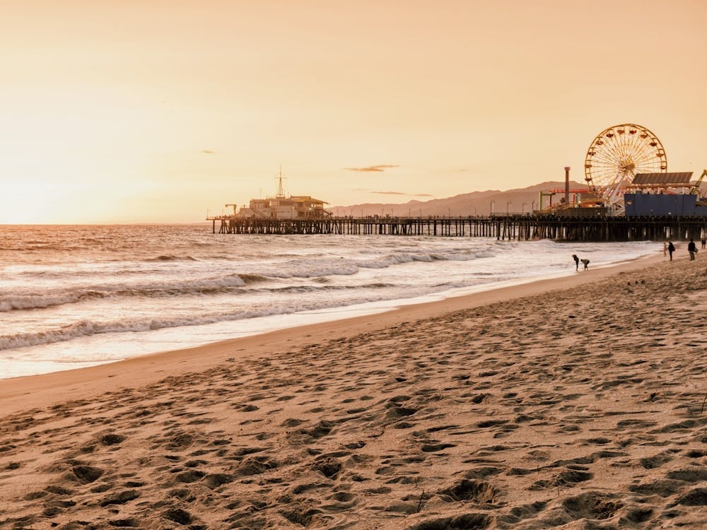 Ferris Wheel On Beach Dock