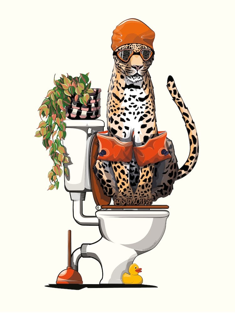 Leopard On The Toilet