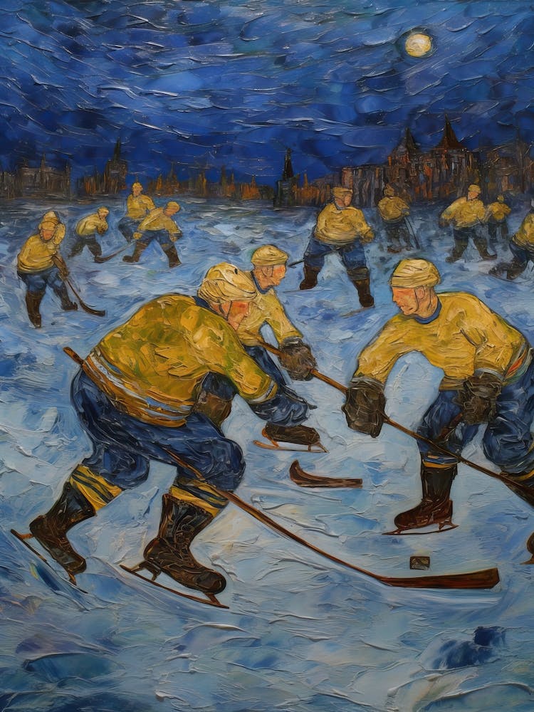 Ice Hockey In The Style Of Van Gogh 3