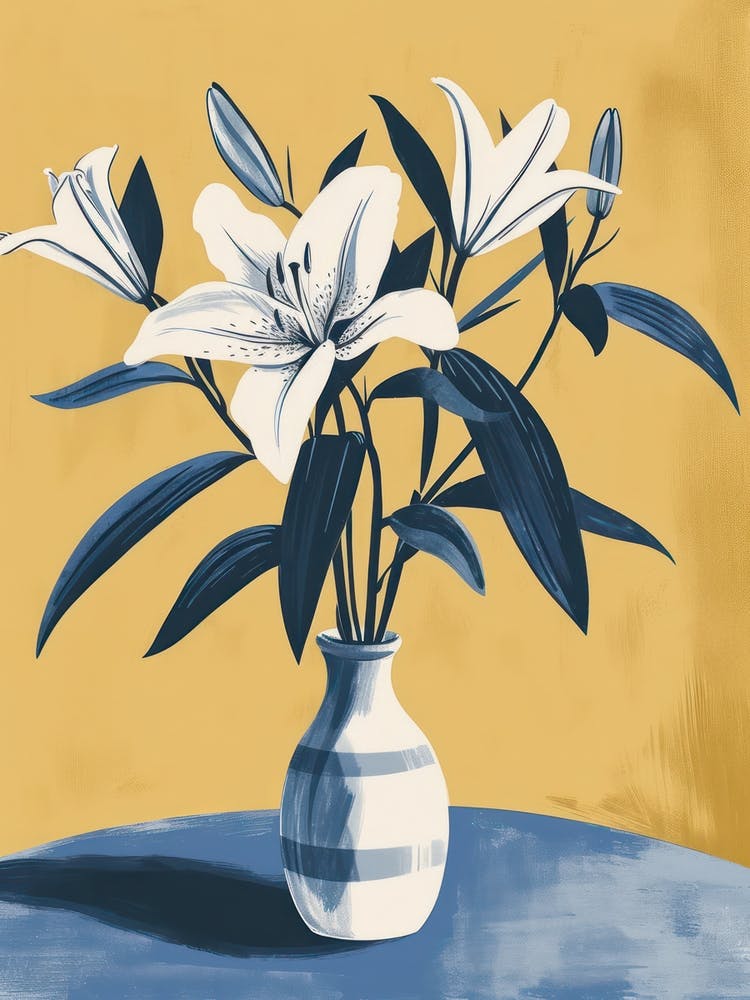Lily Flowers On A Table   Contemporary Illustration 2