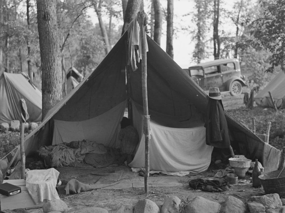 Tent In Blueberry Pickers Camp, Near Little Fork, Minnesota By Russell Lee