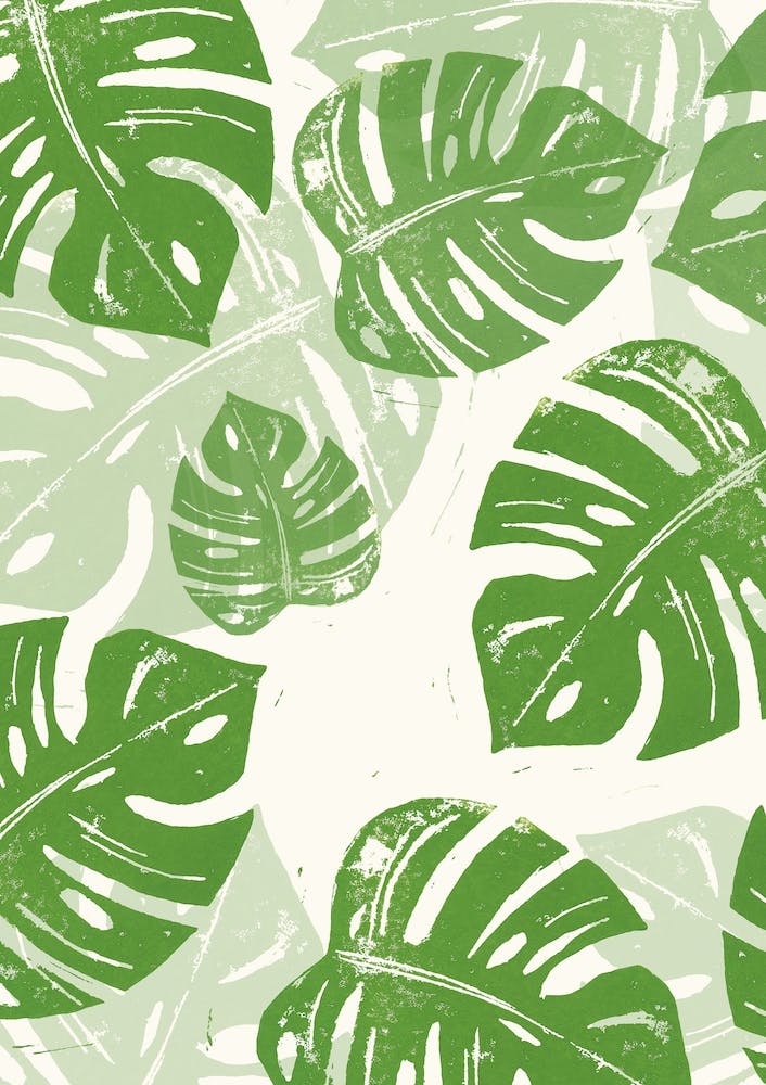 Linocut Monstera - verti in