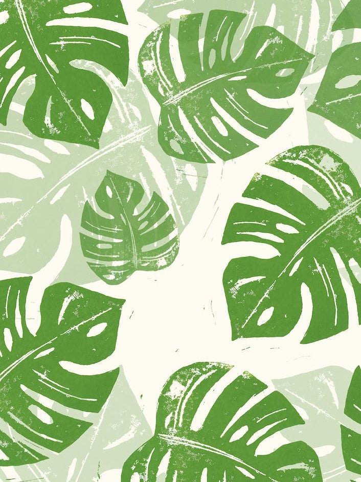 Linocut Monstera - verti in