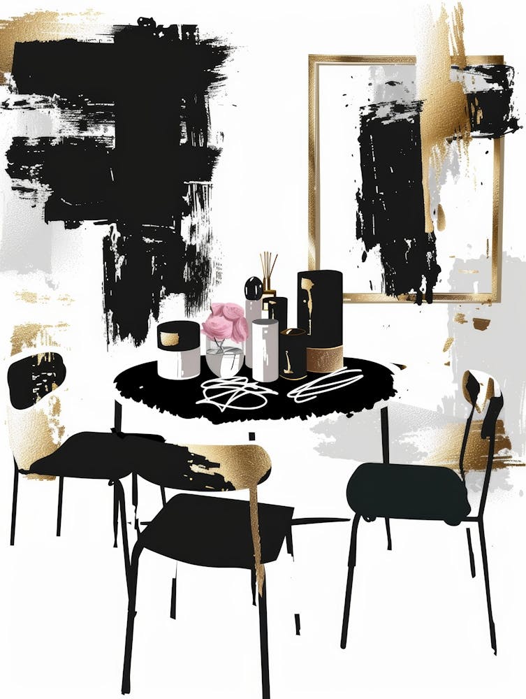 Black And Gold Dining Room