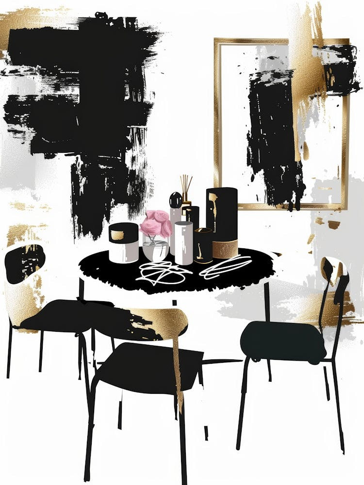 Black And Gold Dining Room