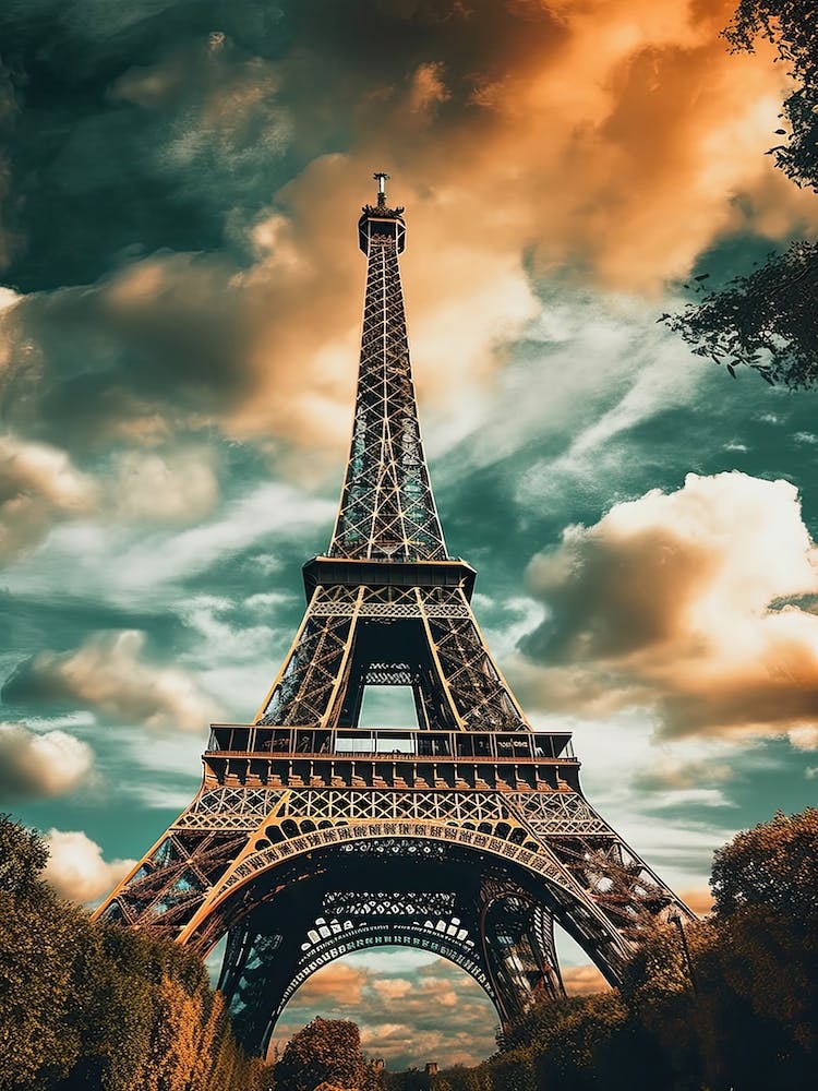Eiffel Tower Paris France Ölgemäldestil 11