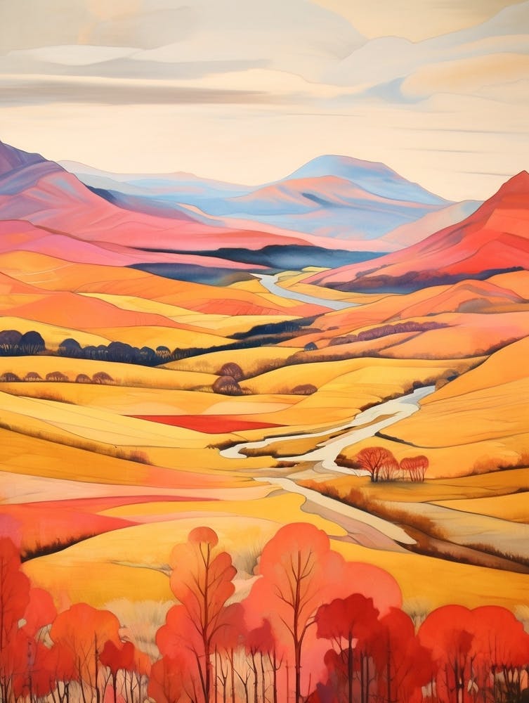 Autumn National Park Painting Lake District National Park United Kingdom 2