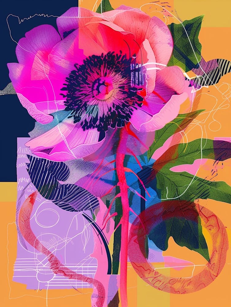 Ranunculus 3 Neon Flower Collage