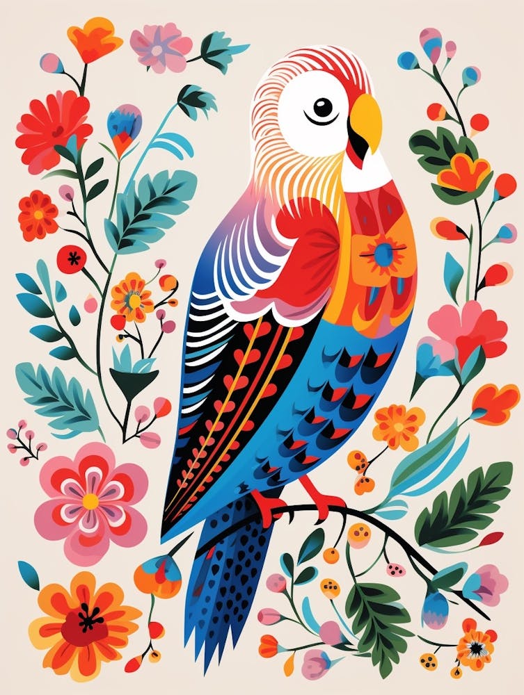 Illustration d'Oiseau Scandinave Perruche Ondulée 4