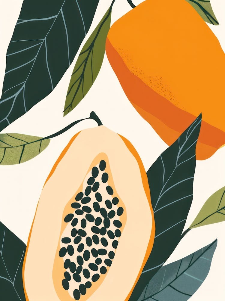 Papaya Close Up Illustration 5