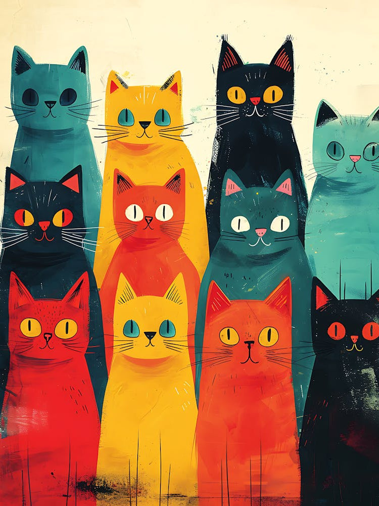 Beautiful Painting Funky Cats 10