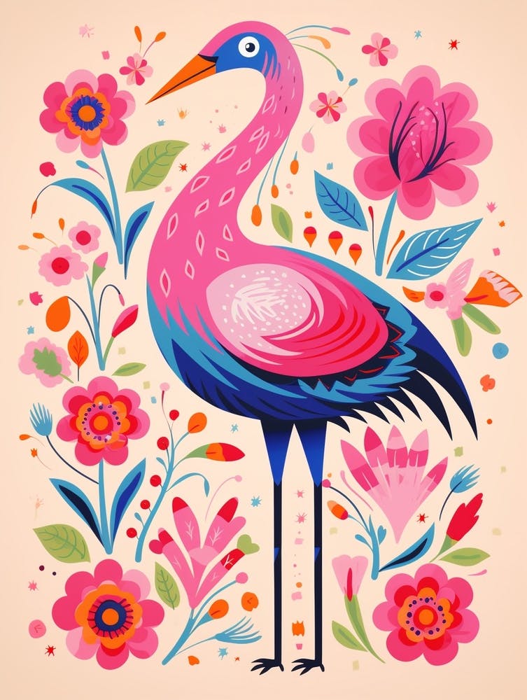 Pink Scandi Crane 1