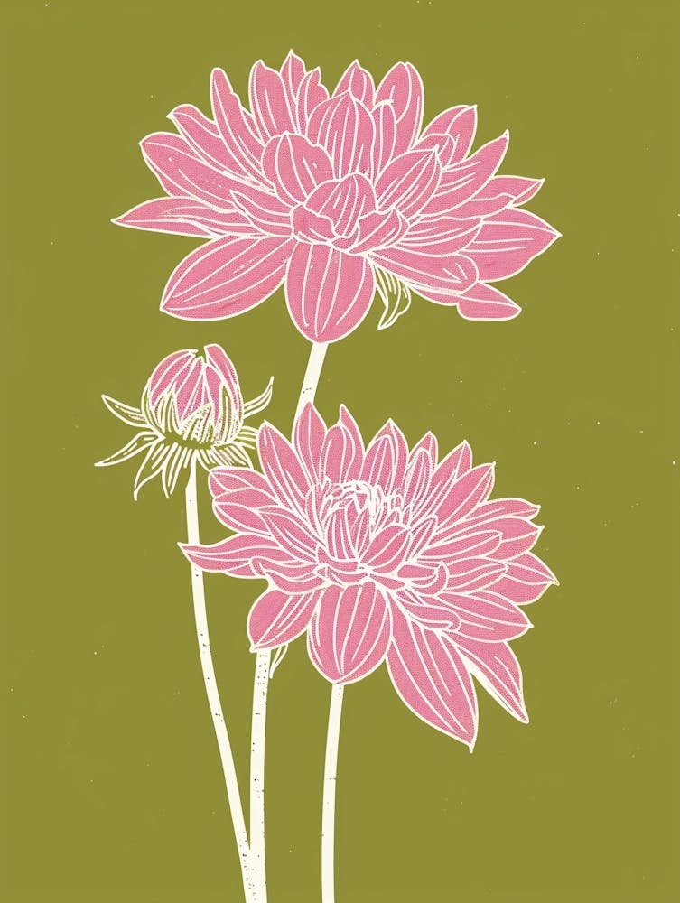 Pink & Green Dahlia 1