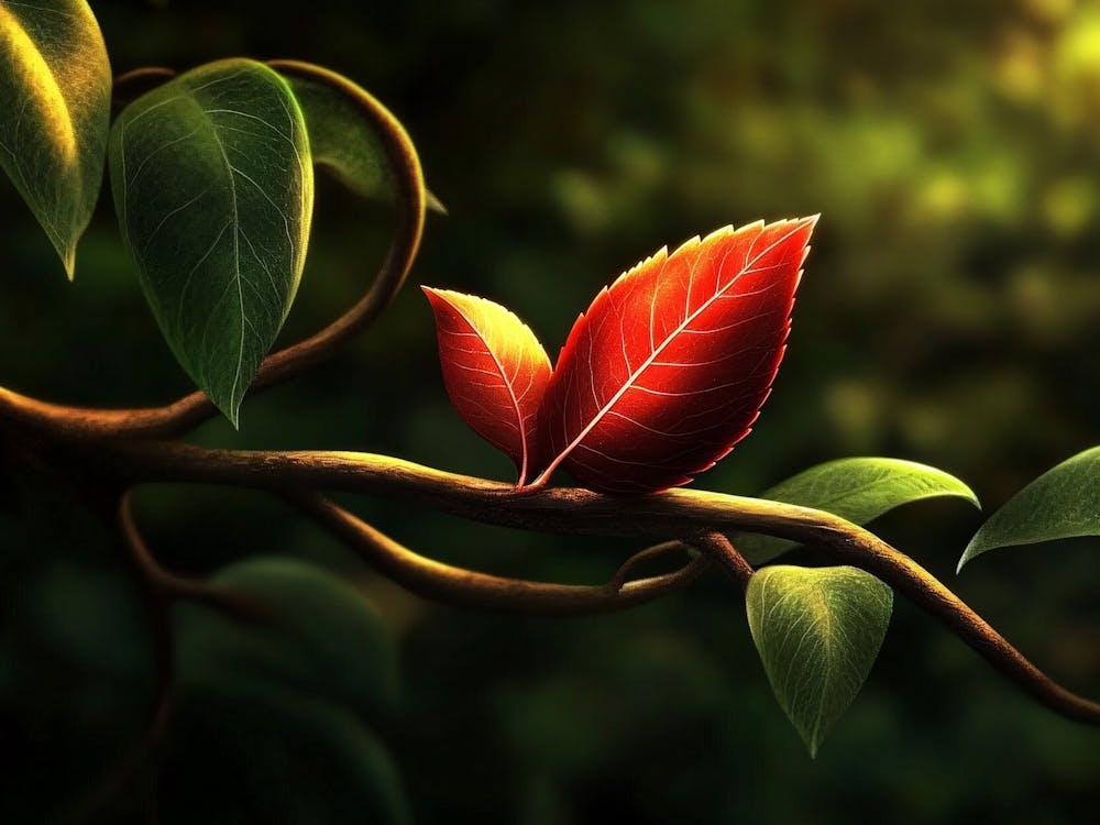 Red Leaf On A Branch