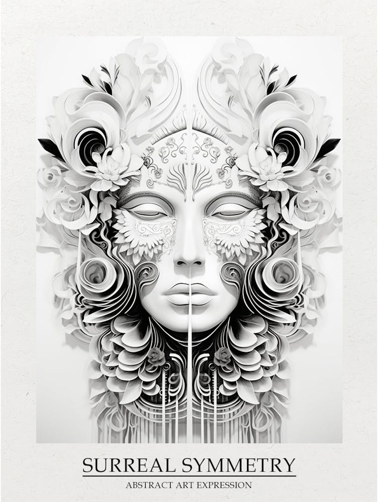 Affiche Surréalisme Symétrie Abstraite Noir et Blanc 2