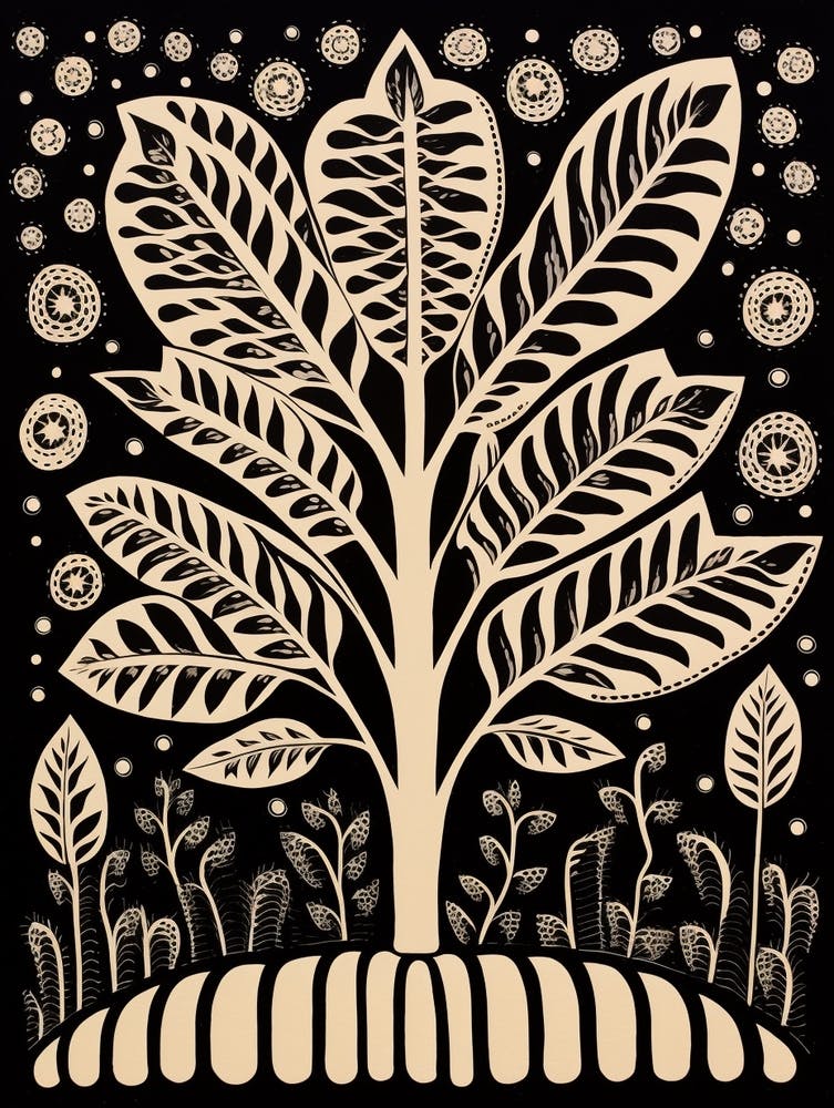 B&W Plant Illustration Zz Plant 15