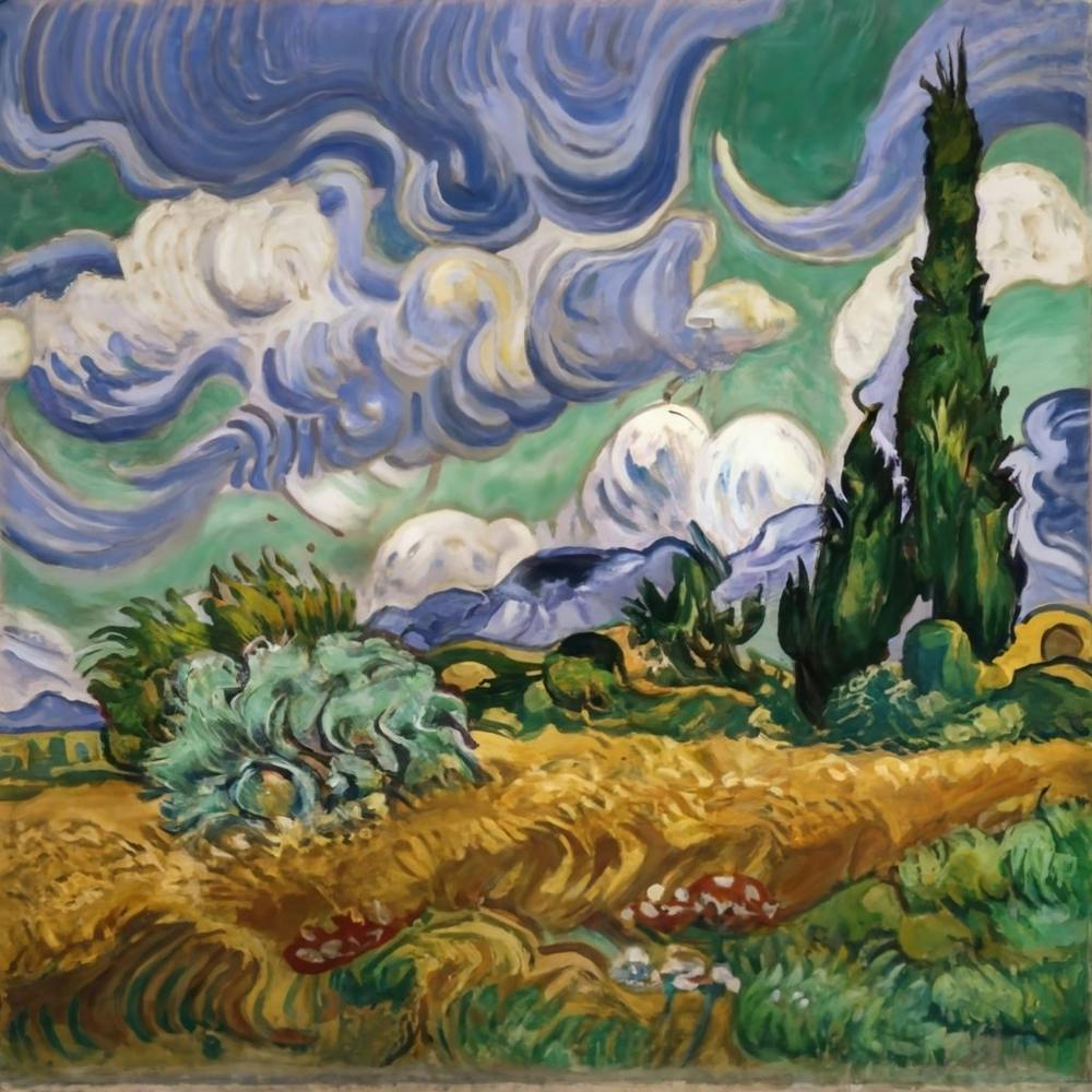 A Wheatfield With Cypresses Vincent Van Gogh M