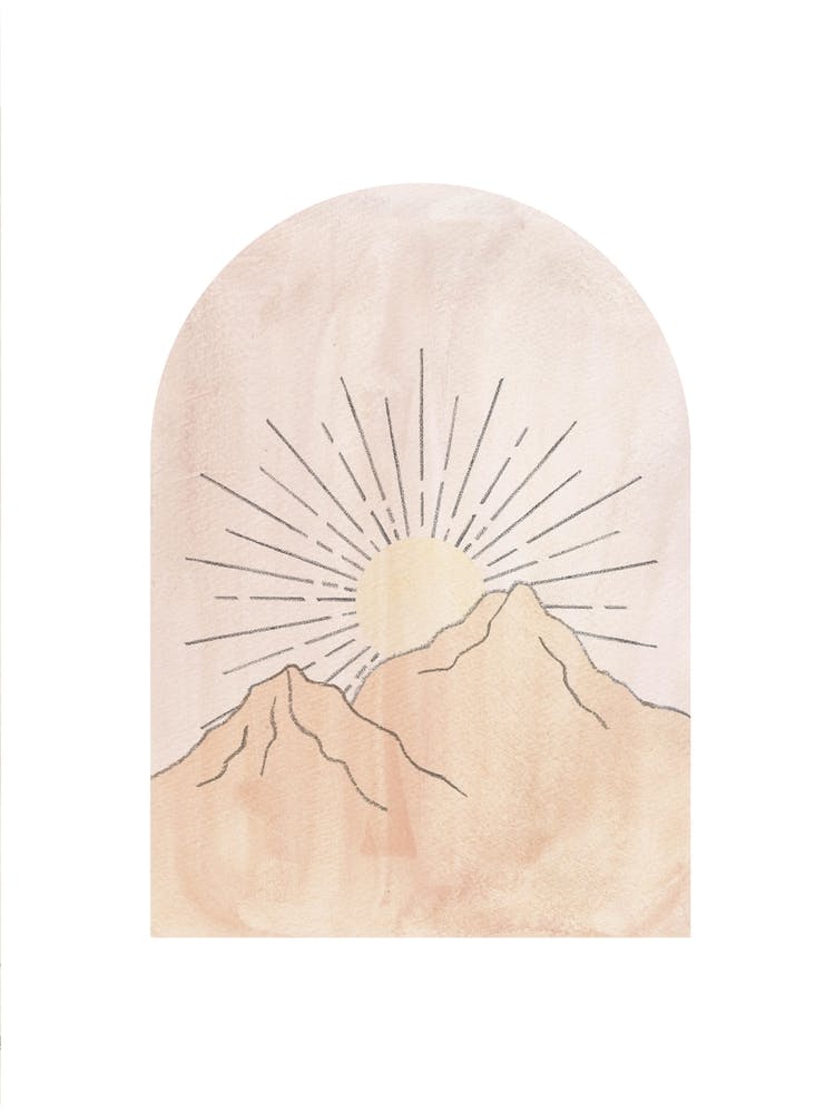 Pastell-Sonnenaufgang über Bergen