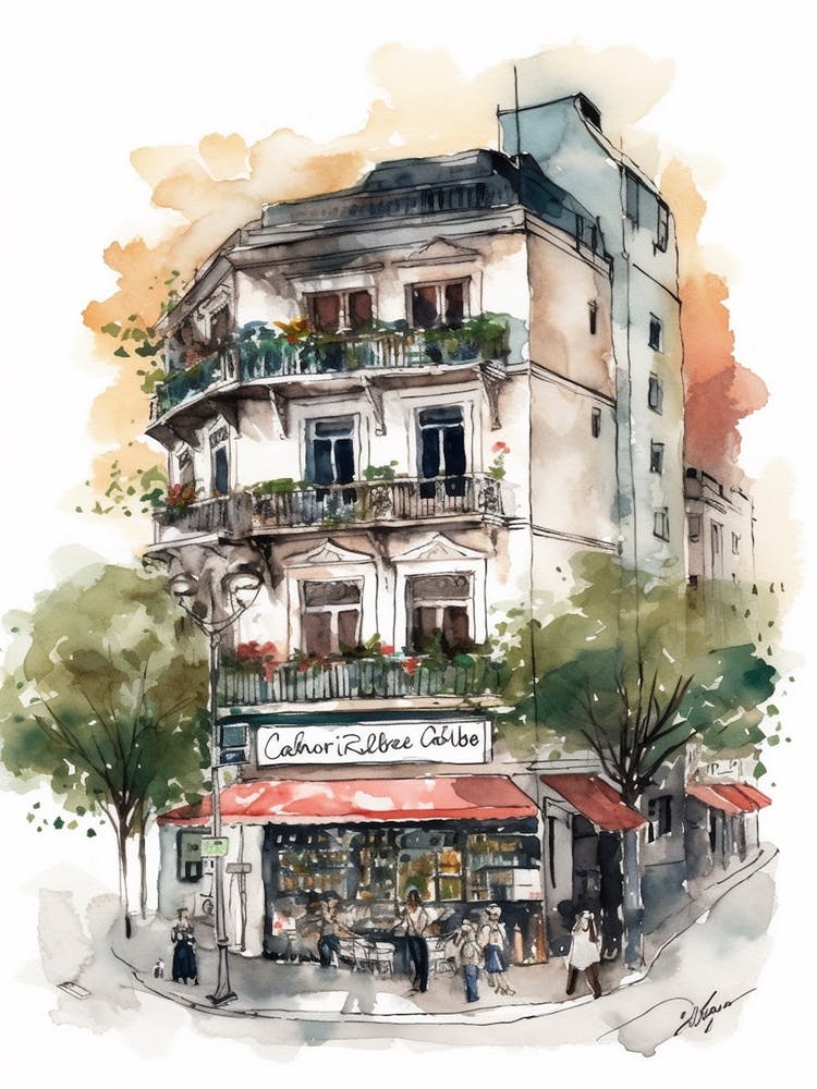 Chacarita Buenos Aires Neighborhood, Watercolour 4