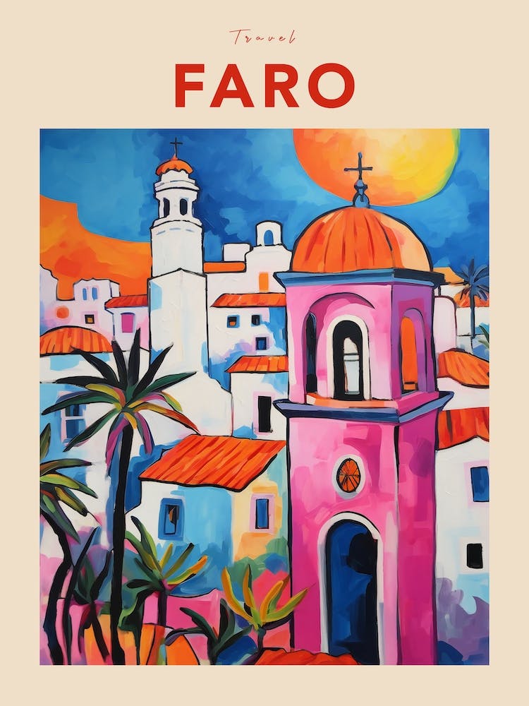 Faro Portugal 3 Fauvist Travel Poster