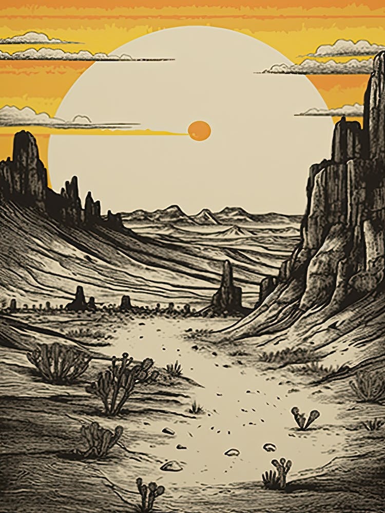 Badlands National Park Retro Illustration 3