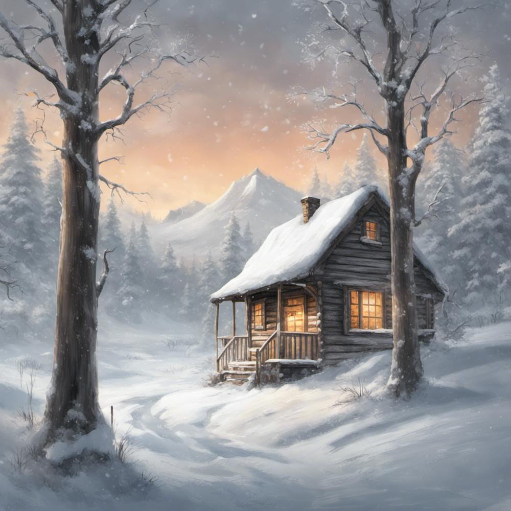 5545 Snowy Winter Wonderland With A Lone Cabin In The D Xl 1024 V1 0