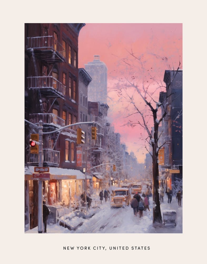 Dreamy Winter Painting Poster New York City Usa 4