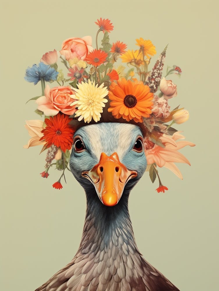 Bird With A Flower Crown Duck 1