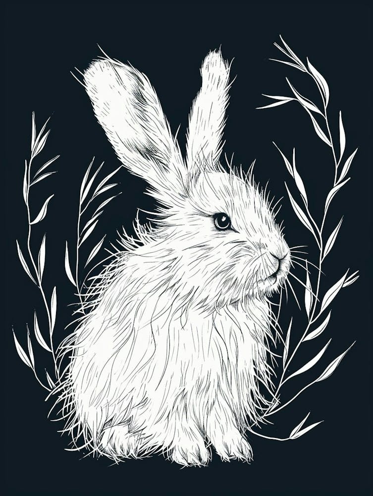English Angora Rabbit Minimalist Illustration 4