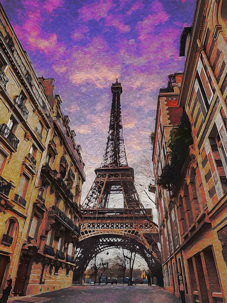 Eiffel Tower And Parisian Avenue