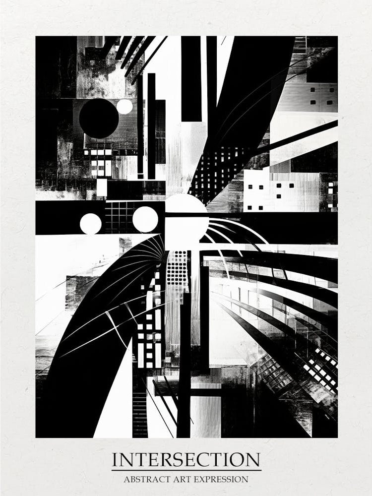 Intersection Abstract Black And White 6 Poster
