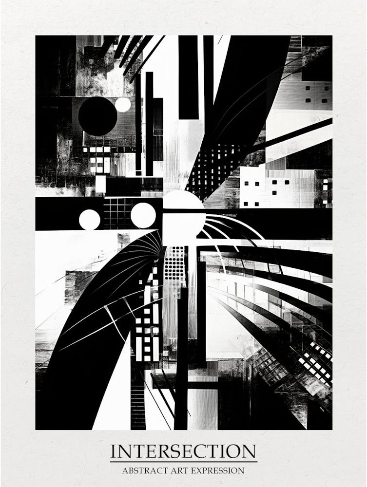 Intersection Abstract Black And White 6 Poster