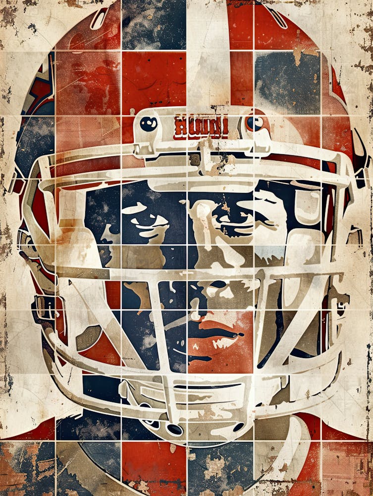 American Football Player Vintag Poster