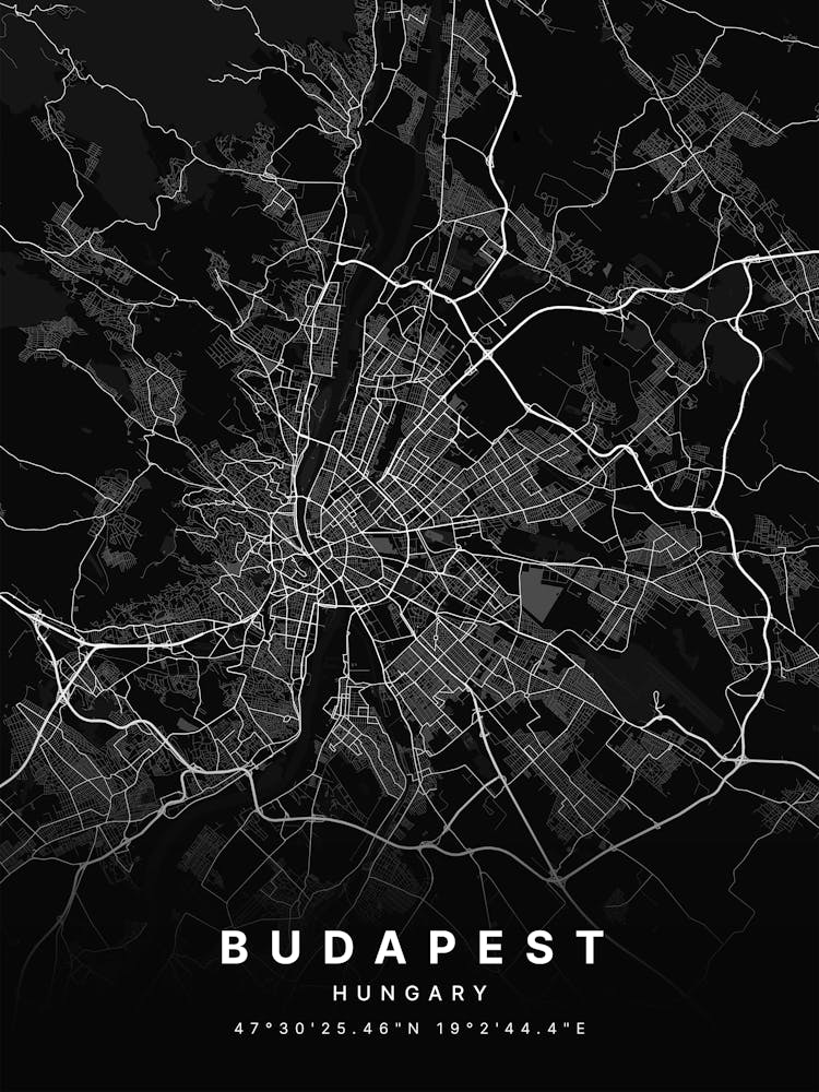 Budapest Hungary Black Map